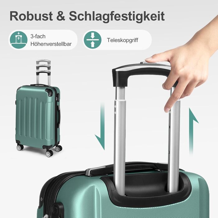 Набір валіз LALAHO 4 шт. з косметичками, з ABS пластику, турецький, з захисними куточками (смужки)