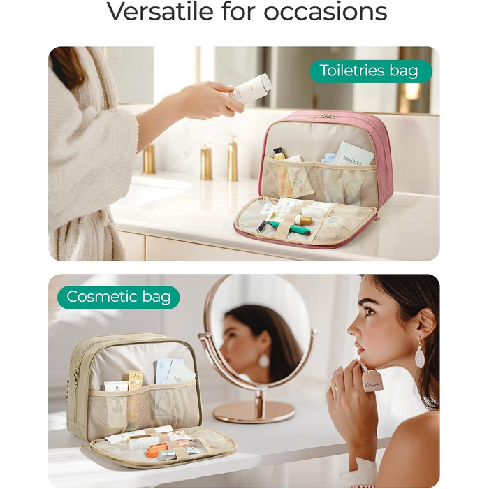 Сумка для косметики BAGSMART для жінок, велика дорожня косметичка, об'ємна косметична сумка, сумка для макіяжу та косметики з ручкою, чорна