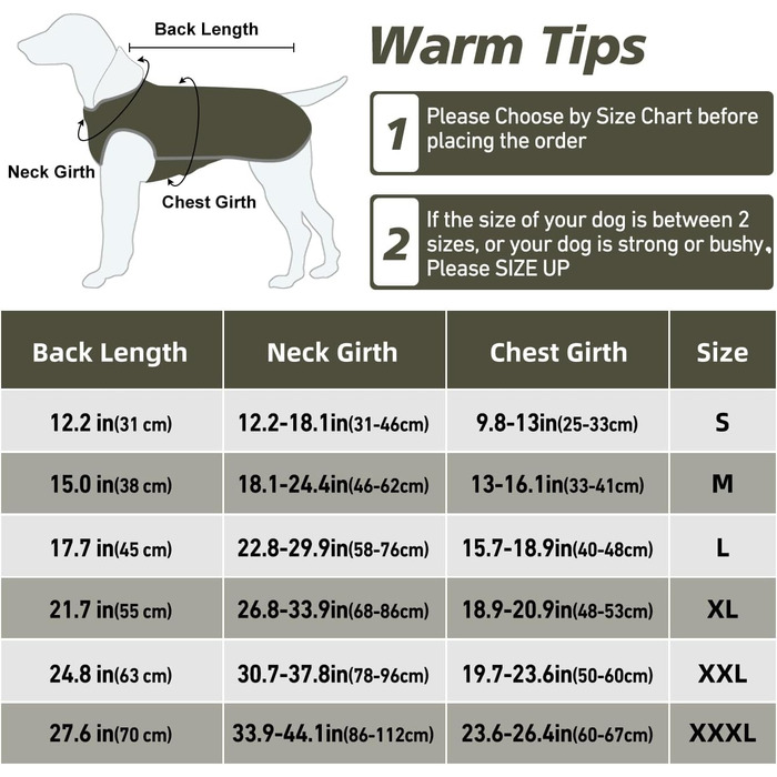Водонепроникна тепла шерсть для собаки, флісовий светр для собак, дощовик зі світловідбиваючими смугами, ArmyGreen XL