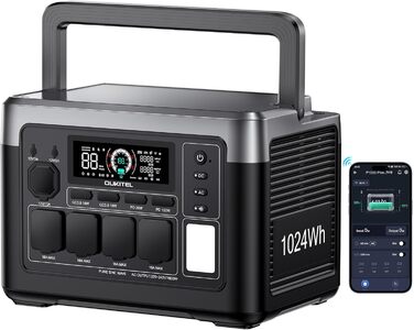 Портативна електростанція OUKITEL P1000E Plus 1024Wh LiFePO4 з сонячною панеллю, 4 виходи AC (3600W пік), 100W USB-C, UPS, для кемпінгу, RV, надзвичайних ситуацій