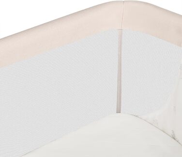 Дитяче ліжко Lionelo Leonie Plus 3 в 1: ліжко, коліска, ліжко-приліжко з регулюванням висоти, сітчасті стінки, знімною бічною панеллю та коліщатками з гальмом. Бежевий колір.