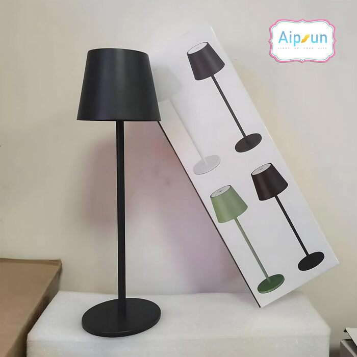 Aipsun LED настільна лампа акумуляторна, диммер, зелена, 5500mAh, IP54, для ресторану, спальні, бару. Регулювання кольору 2700K-6000K, матеріал: алюміній. 1 шт.