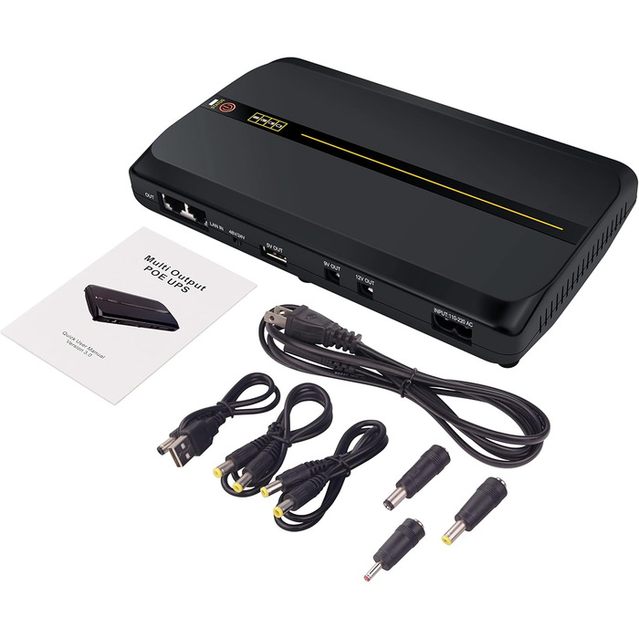 USV Mini 10400mAh з батареєю, Power Bank з Multi-виходами 5V/9V/12V/24V/48V, Gigabit POE, швидка зарядка 3.0 для роутера, модема, камери, сигнализації, телефону