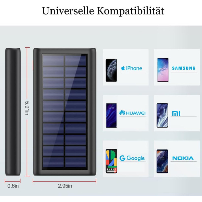 Сонячний павербанк Trswyop 26800 мАг, 2024 інтелектуальне керування IC 2 USB-зарядки з 4 світлодіодними індикаторами Зовнішній акумулятор ідеально підходить для кемпінгу на відкритому повітрі Сумісний з iPhone 15/14/13 Pro Max, Samsung, Huawei тощо. А-чор