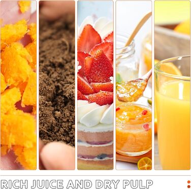 Соковитискач Muchen Slow Juicer: тиха робота, подрібнення назад, легке очищення, нержавіюча сталь, чорний та срібний, з кулінарною книгою (одноканальний)