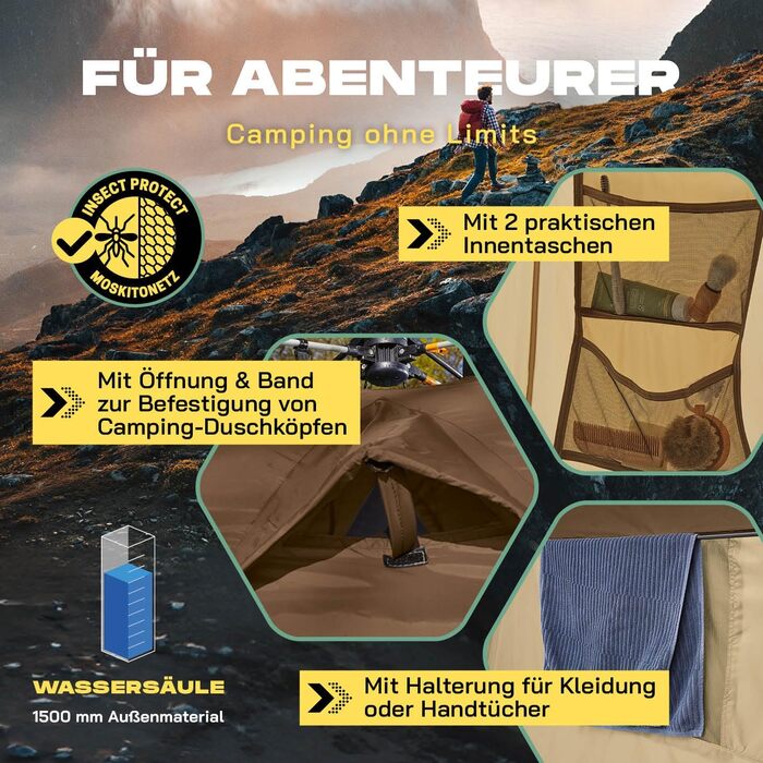 Преміум душова кабіна LUMALAND | Намет для туалету для внутрішнього та зовнішнього використання | Мобільний переодягальний та складний намет | Намет для фотографії тварин | Ідеально для кемпінгу, фестивалів та риболовлі | Водостійкий та вітростійкий, кори