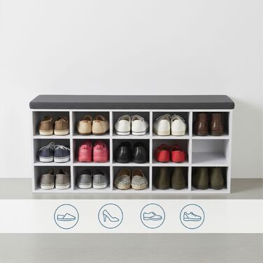 Підставка для взуття Relaxdays з м'яким сидінням та відкритими полицями