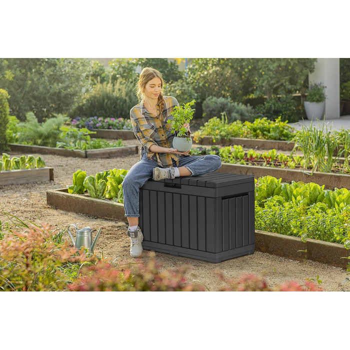 Ящик для зберігання садовий Koll Living Kentwood 190л антрацит - для подушок, інструментів, іграшок - водонепроникний, вентильований