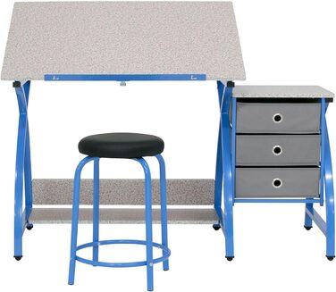 Дитячий стіл Komet від SD STUDIO DESIGNS, 2 частини, регульована верхня частина та стільчик, блакитний/сріблястий блакитний/сірий