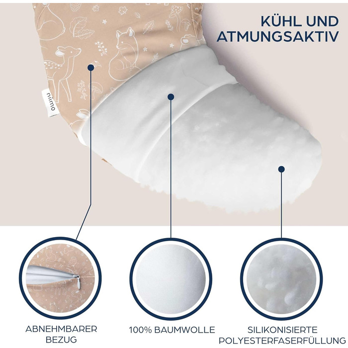 Подушка для вагітних XXL Niimo & подушка для годування - подушка для тих, хто спить на боці з чохлом з 100% бавовни, зручна подушка для дорослих, подушка для підтримки, (200 см x 70 см) (Бежевий Ліс, подушка для годування)