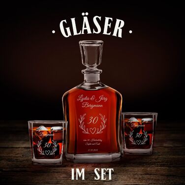 Віскі-карафа Maverton з гравіюванням + набір келихів (2/4/6 шт.) - 700 мл - ідеальний подарунок для молодят