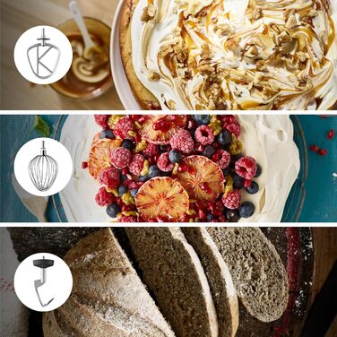 Кухонний комбайн Kenwood Chef XL KVL4100S з великою чашею 6.7 л з нержавіючої сталі, 1200 Вт, набір для випічки, срібний