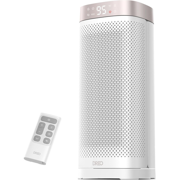Електричний обігрівач Dreo 16 дюймів з термостатом, 70° обертання, дистанційне керування, захист від перекидання та перегріву, тихий керамічний вентилятор для дому