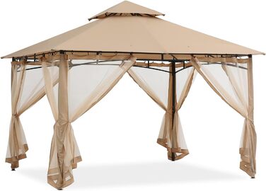 Павільйон садовий ABCCANOPY 2,4x2,4 м з подвійним дахом та москітною сіткою (Бежевий)