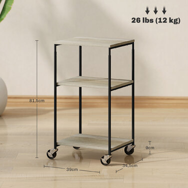 Підставка для принтера з 3 рівнями, регульована по висоті, мобільний стіл для принтера на колесах, для домашнього офісу, металева та дерев'яна