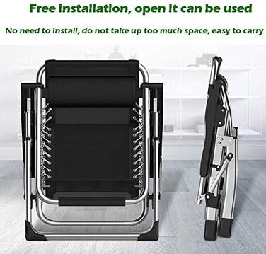 Розслаблюючий шезлонг для відпочинку на сонце: складний, з підтримкою 200 кг, чорний з сірими подушками. Ідеально для саду, тераси, пляжу, кемпінгу та відпочинку вдома.