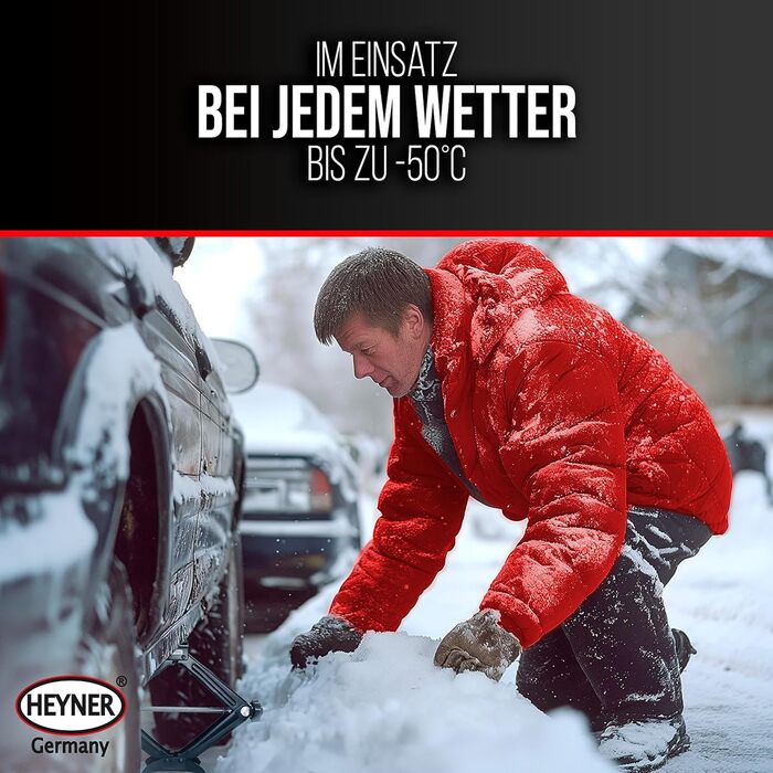 Гідравлічний домкрат Heyner 2т з чохлом, 17мм тріскачкою, гумовою накладкою, висота підйому 98-442мм. Автомобільний домкрат-ножиці, сертифікат TÜV/GS