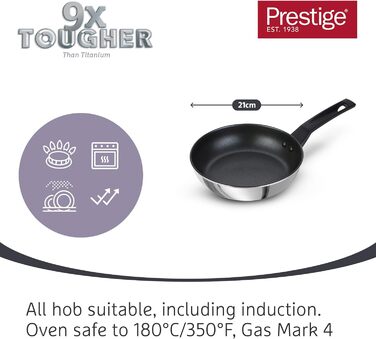 Сковорідки з нержавіючої сталі Prestige 9xT, 3 упаковки, 21/25/29 см, 3 шт. и