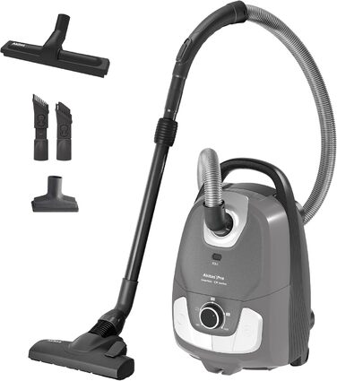 Пылесос Akitas C11 900W с мешком – сетевой шнур 7 м, радиус действия 10 м, тихая работа 70 дБ, с дополнительной насадкой для пола, регулируемая мощность всасывания, большой объем, для твердых полов и ковров