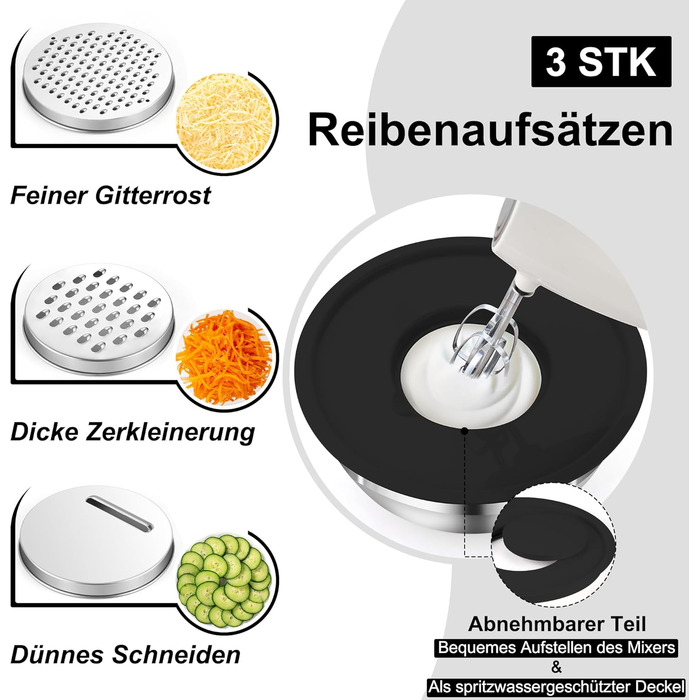 Набір мисок Onader з нержавіючої сталі: 5 мисок + 3 терки. Набір мисок для салатів з кришками, 5 шт. (0,7-4 л), чорний