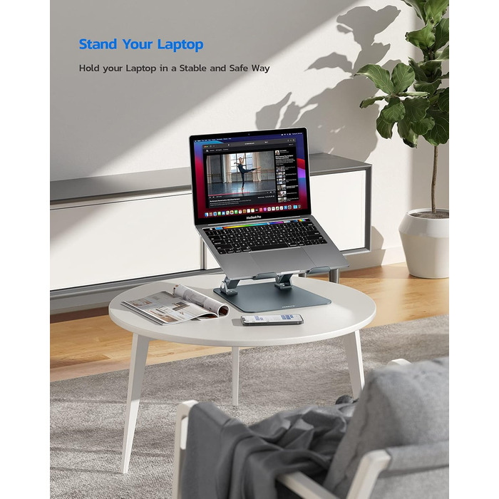 Підставка для ноутбука NULAXY, регульована висота, з вентиляцією, для MacBook, Dell, Samsung, Acer, Huawei - чорна (B-Gray)