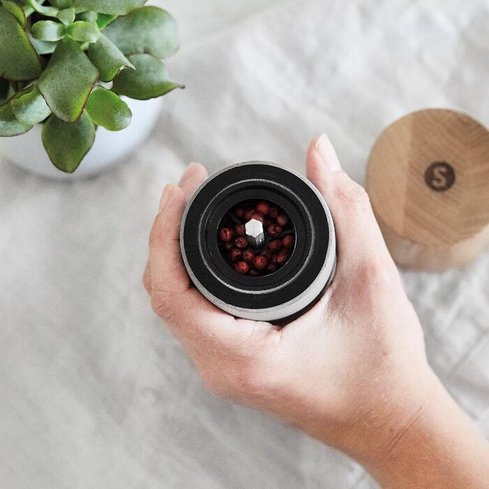 Набір з 2 мельниць для спецій SPRINGLANE: сіль та перець, з бука та бетону, регульований млин, скандинавський дизайн (сірий)