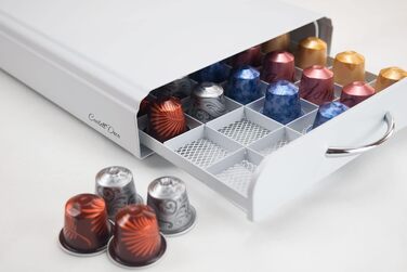 Організатор для капсул Nespresso, ящик, метал, 50 капсул, для зберігання капсул кави (білий) Blanco