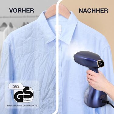 LEBENLANG Пароочищувач для одягу - 1500W, 300ml, з рукавичкою та насадками | Професійний пароочищувач для одягу | Пароочищувач, парогенератор, спрей, блакитний