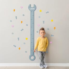Персоналізована вимірювальна паличка як настінне татуювання для дитячої кімнати Для вимірювання висоти до 160 см Включаючи індивідуальну персоналізацію - (гайковий ключ)