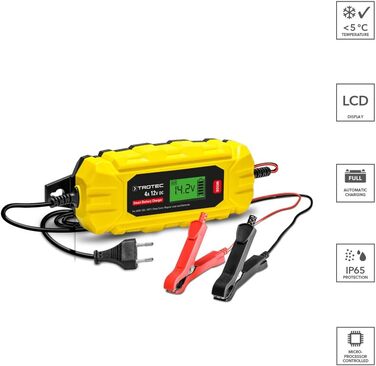 Універсальний зарядний пристрій TROTEC 12V для автомобілів, мотоциклів, будинків на колесах, тракторів, IP65 (PBCS 4A)