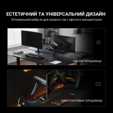 Настільне кріплення для монітора Anda Seat Stealth Pro II RGB 17’’-42’’ Titanium