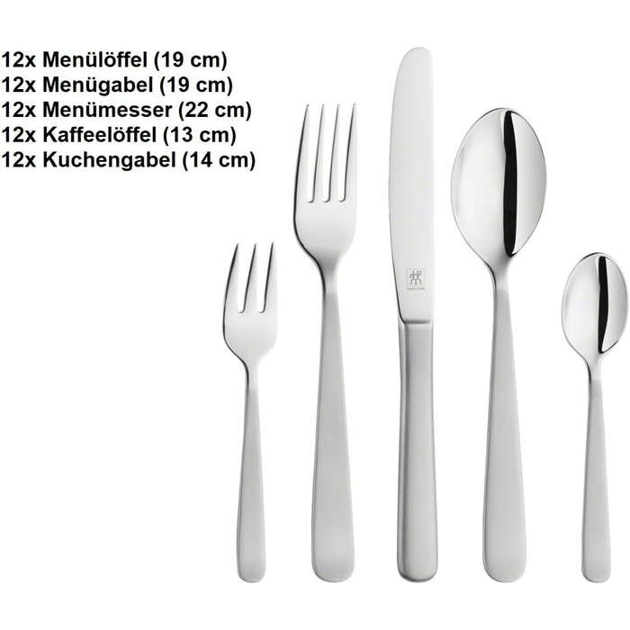 Набір столових приборів ZWILLING Trend 60 шт. , нержавіюча сталь 18/10, полірована/матова, срібло, на 6 персон