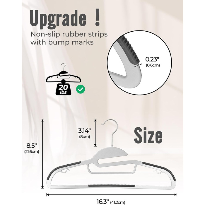 50 штук вішалок для одягу з пластику HOUSE DAY - міцні, з неслизьким покриттям, 360° обертання, сірі