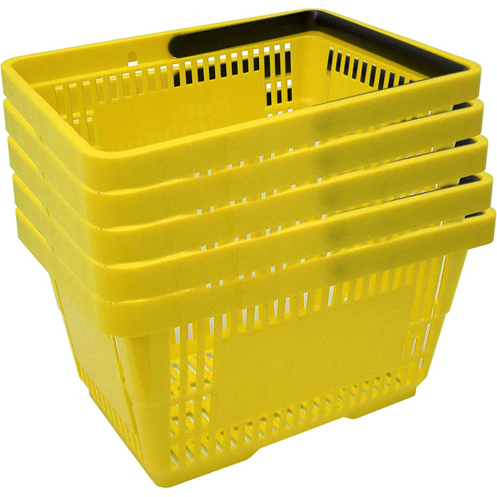 Пластикова корзина для покупок з ручкою, штабельована на 20 літрів 40 см (5 шт. , жовтого кольору), 1