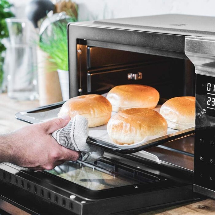 Міні-піч GASTROBACK Bake & Grill з конвекцією, 26 л, 5 функцій, Cool Touch, камінь для піци, дека, решітка, шампур