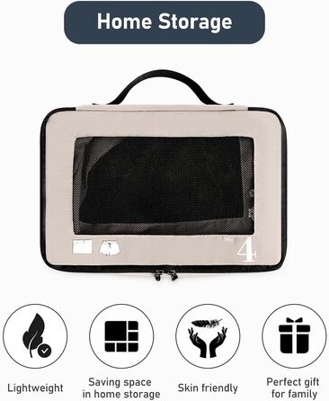 Набір органайзерів для подорожей ECOHUB для валізи, 7 шт, сумки для одягу та взуття з переробленого PET, екологічні пакувальні куби, бежевий