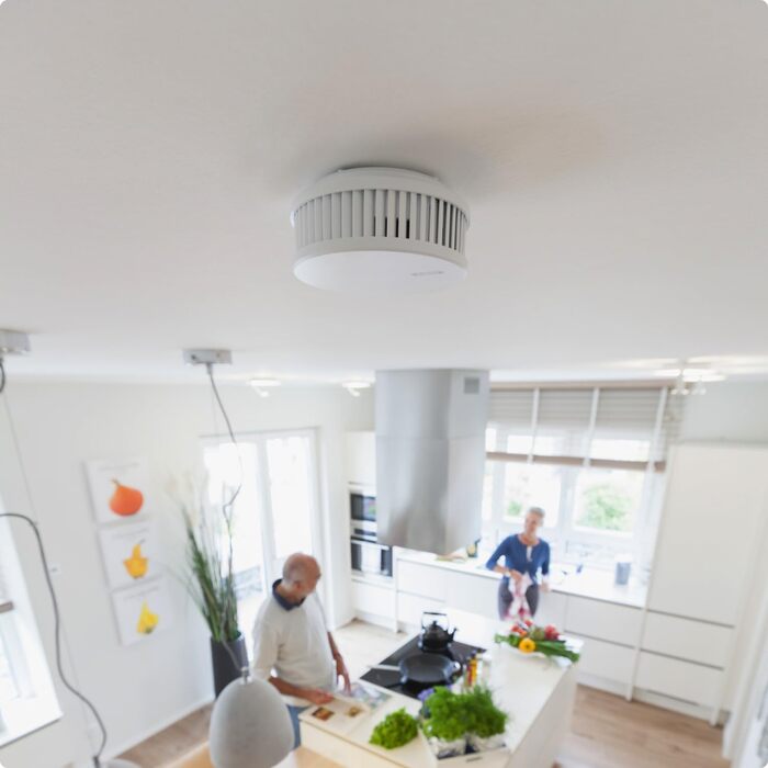 Датчик диму та тепла ABUS RWM450 з батареєю на 12 років - 15 датчиків у мережі - сертифікований Q-Label & DIN EN14604 - для кухні - білий, 1 шт.