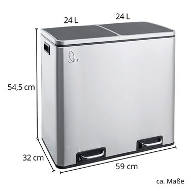Висувний ящик для сміття SVITA TM2X24 об'ємом 48 літрів, дизайнерська кошик для сміття, сміттєва корзина, система поділу кухонного приладдя (нержавіюча сталь)