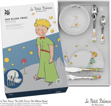 Набір дитячого посуду WMF Der kleine Prinz, 6 предметів – нержавіюча сталь, персоналізована гравірування, придатний для миття в посудомийній машині, подарунок на народження або хрещення