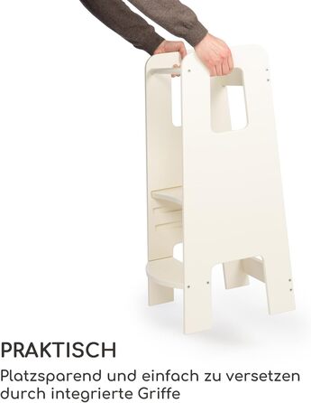 Стілець-сходинка Montessori Mobli для малюків: білий, з берези, лакований, регульовані сходинки для незалежності та безпеки