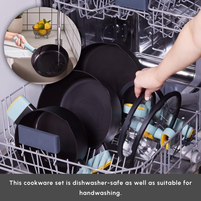 Набір кухонного посуду Karaca Fancy 7 предметів з кераміки з кришкою з скла, антипригарне покриття SwissCrystal без PFAS, включає каструлю, каструлі з кришками та сковороду