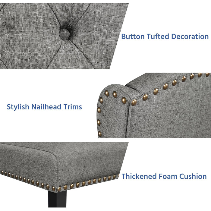 Набір кухонних стільців Yaheetech з крилатим спинком, оббитий стілець для їдальні, до 140 кг, сірий (2, світло-сірий)