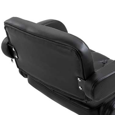 Барний стілець, регульований за висотою, поворотний на 360°, з металевим каркасом, спинкою та підніжкою, 61x50x93-113 см, чорний