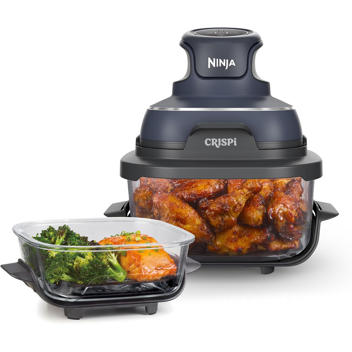 Ninja CRISPi Airfryer 3.8л, 4-в-1: фритюрниця, гриль, підігрів, Recrisp, сірий, 1700W, FN101EUSTGD