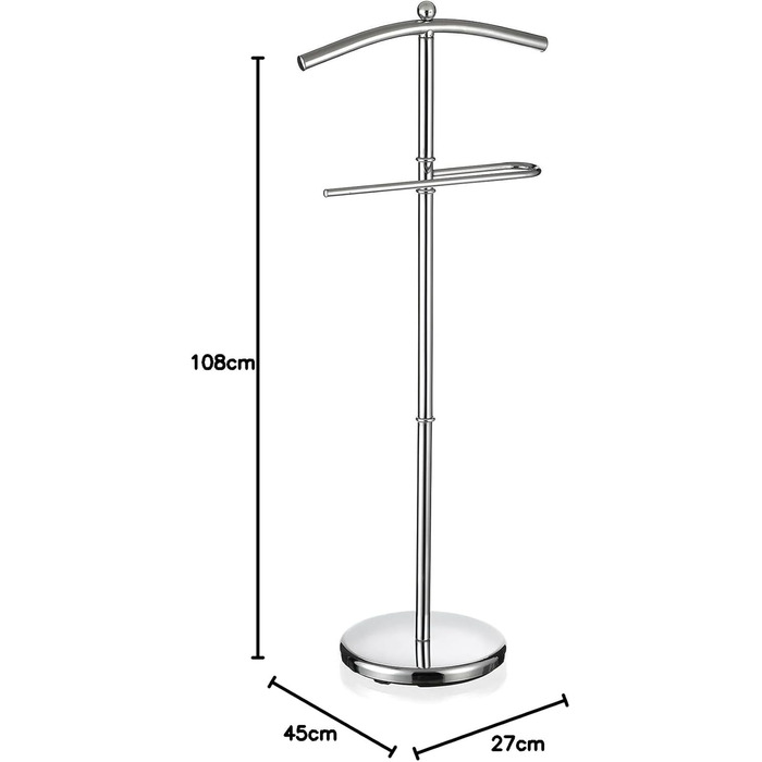 Стійка для одягу чоловіча CARO-Möbel JÖRG з вішалкою для штанів (хром)