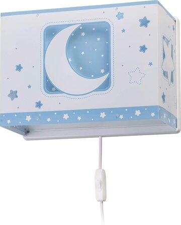 Дитячий настінний світильник Dalber, місяць і зірки, світло-блакитний