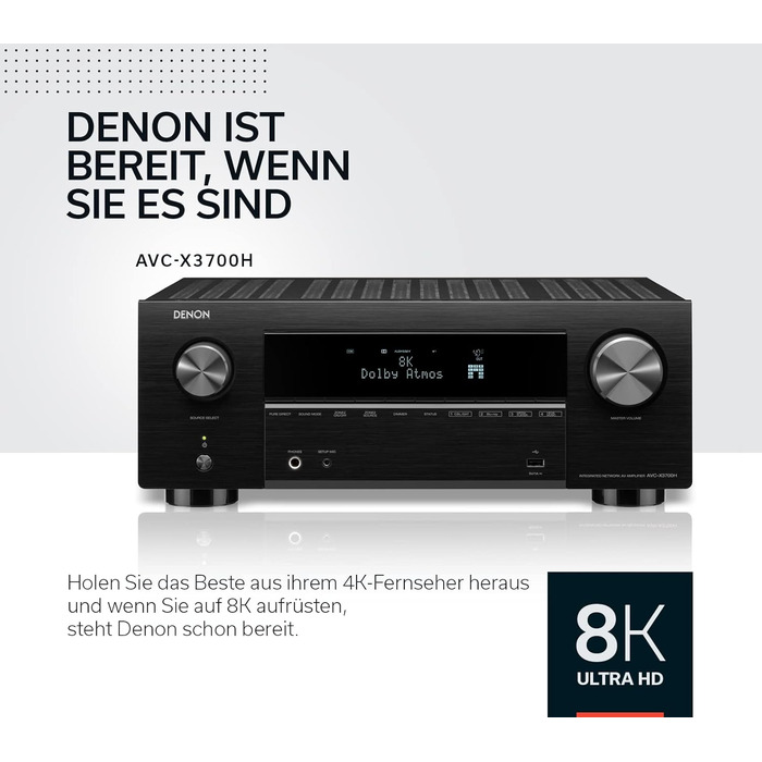 Канальний AV-підсилювач Denon AVC-X3700H, 8K, Dolby Atmos, Alexa, HEOS, чорний (2020), 9.2-