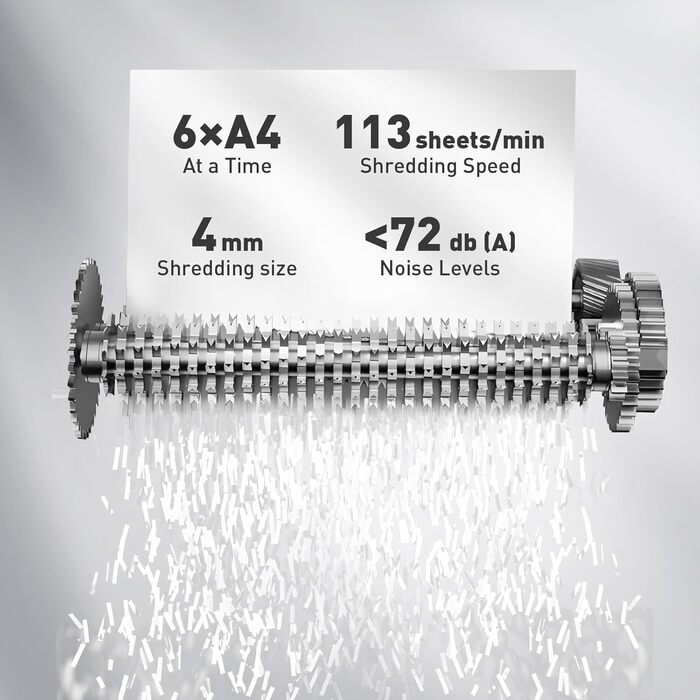 Шредер SINCHEREU 6 листів, перехресний різання, рівень безпеки P4, з кошиком 11л, для документів, кредитних карт, CD, з захистом від перегріву, для дому та офісу