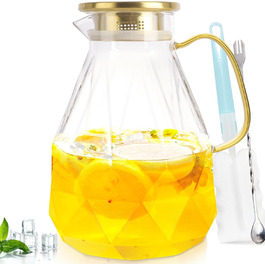 Скляна карафа Yirilan 2.2 л з кришкою, 74 унції, для води, 3 літри