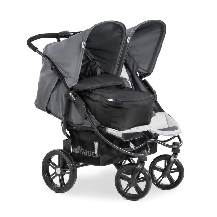 Візок для близнюків Hauck Roadster Duo SLX Grey/Silver: прогулянка від народження до 15 кг, функція лежання, великий кошик, компактний у складеному стані